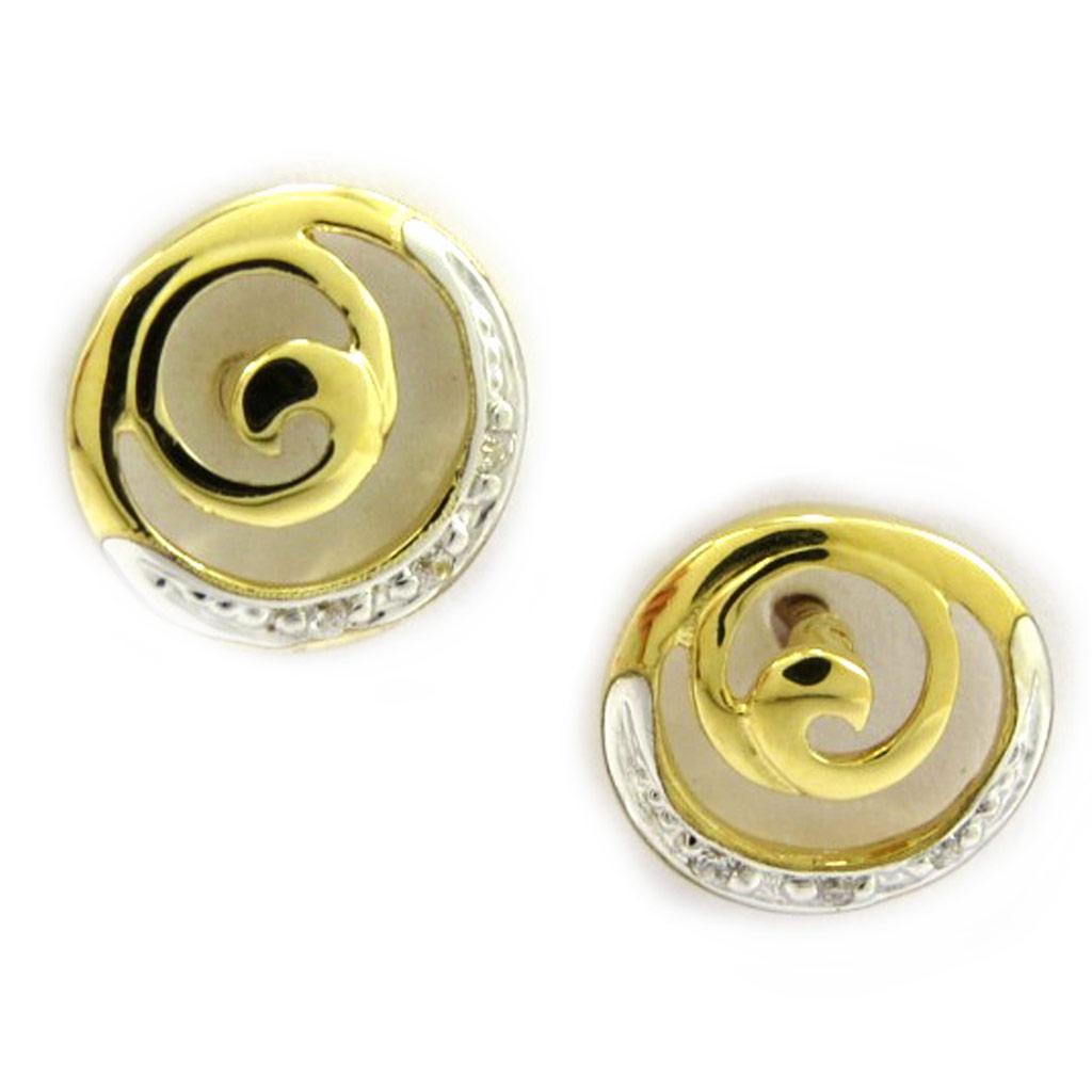 Les Trésors De Lily [L6689] - Cercei placați cu aur „Sissi”, aur alb - 10 mm