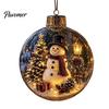 Illuminated Hanging Spheres Lighted Christmas Ornament with Warm LED Lights, Retro Metal Cap Decorative Decor for Tree Transparent Ball Holiday