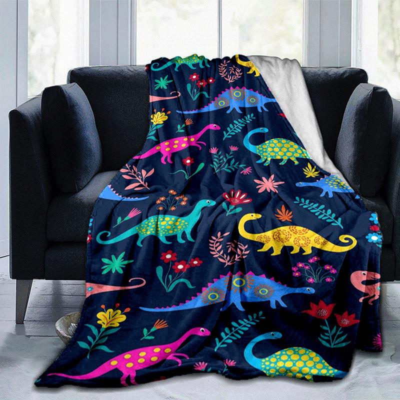 1pc Dinosaur Printing Lightweight Flannel Blanket, Comfortable and Warm Blanket, for Camping Sofa Bed and Couch Office, In All Seasons