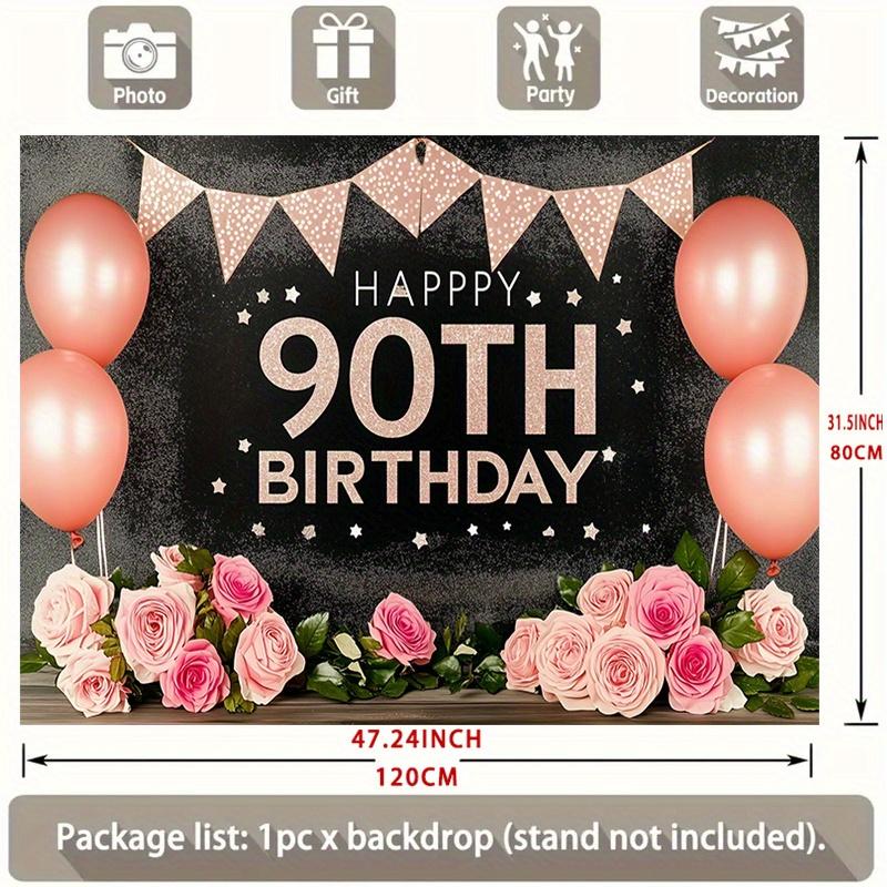 90th Birthday Birthday Backdrop - Polyester Banner