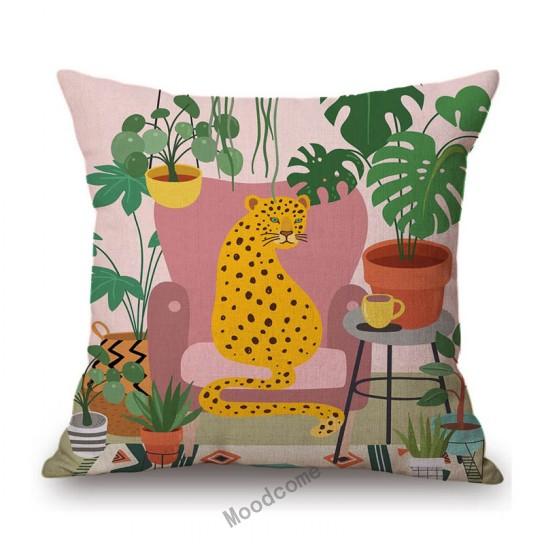 Botanical Tropical Plant Leaf Modern Art Cactus Home Decoration Sofa Throw Pillow Case Cotton Linen Chair Cushion Cover Case