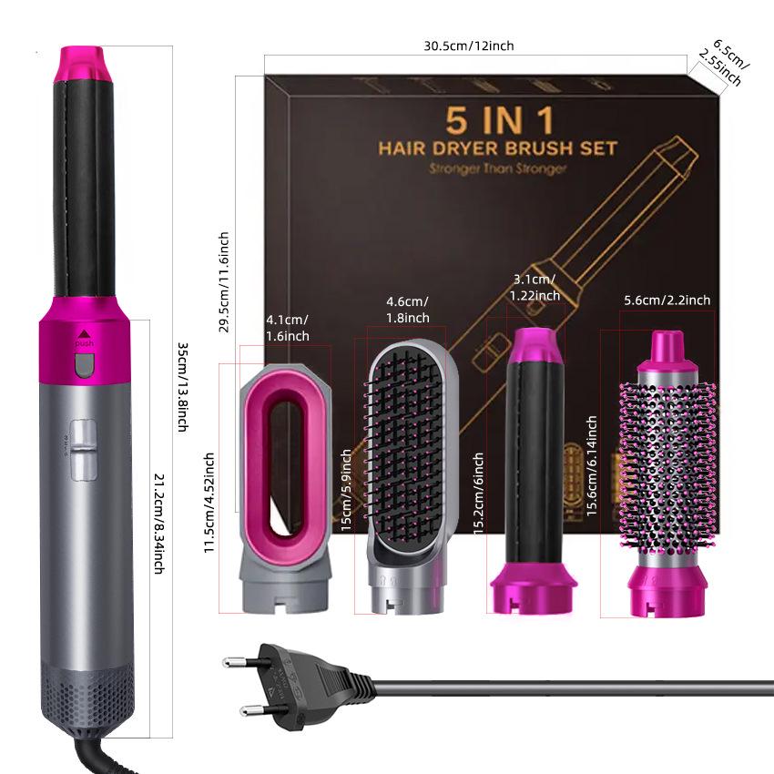 5-in-1 Multifunctional Hot Air Comb: Auto Curling Iron & Straightener Hair Dryer