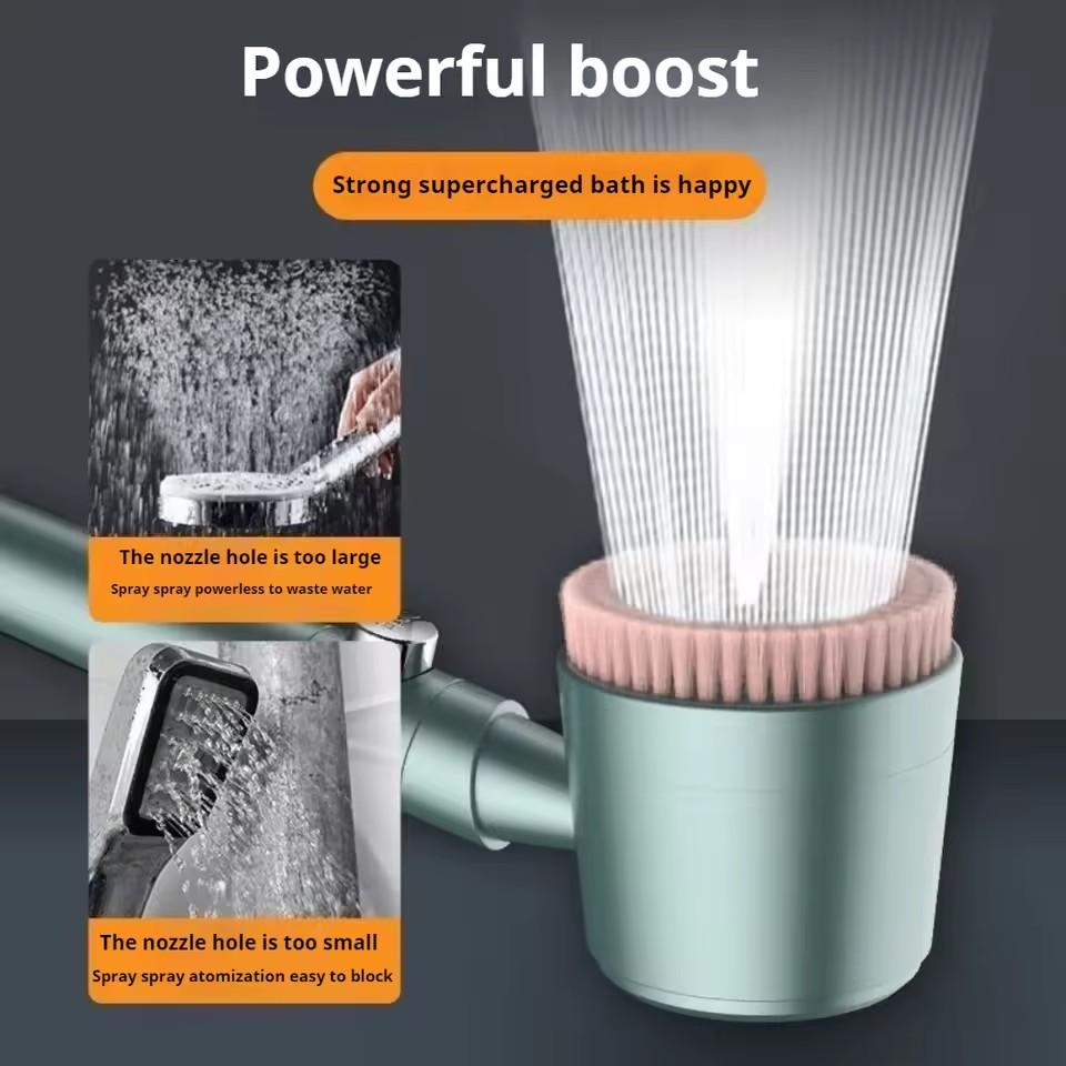 5 Modes High Pressure Shower Head with Massage Brush Large Flow One-key Stop Massage Filter Portable Shower Bathroom Accessories