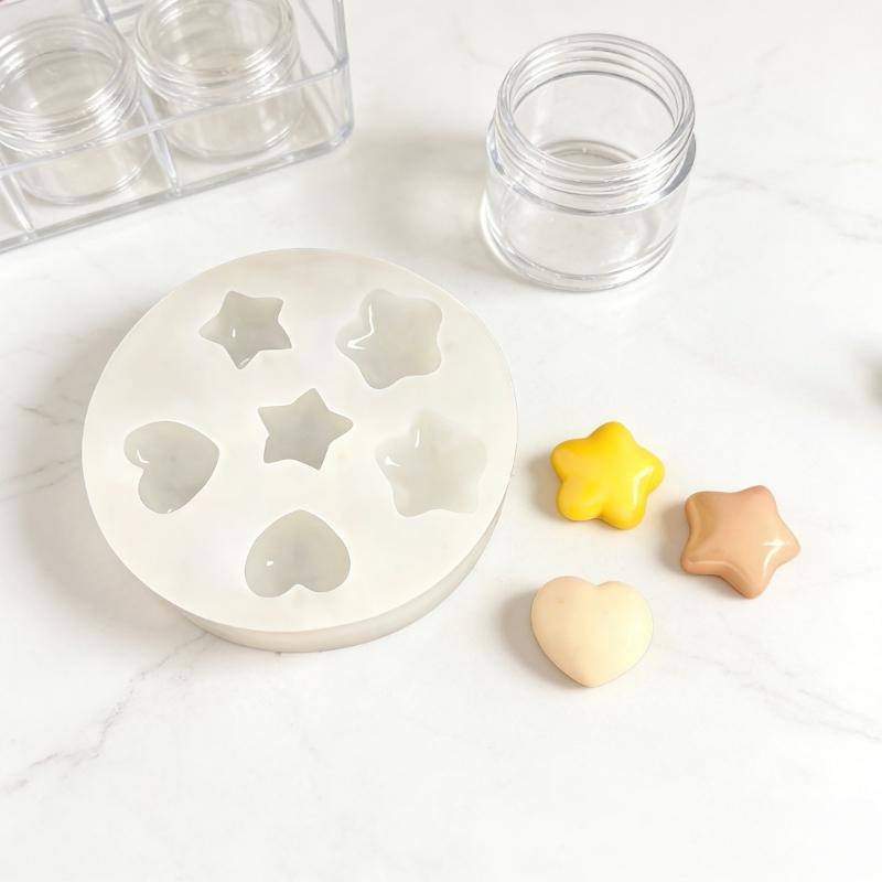 Practical Pendant Molds Star and Heart Shape Handmade Ornament Moulds Silicone Texture for Clay Wax and Resin Crafting