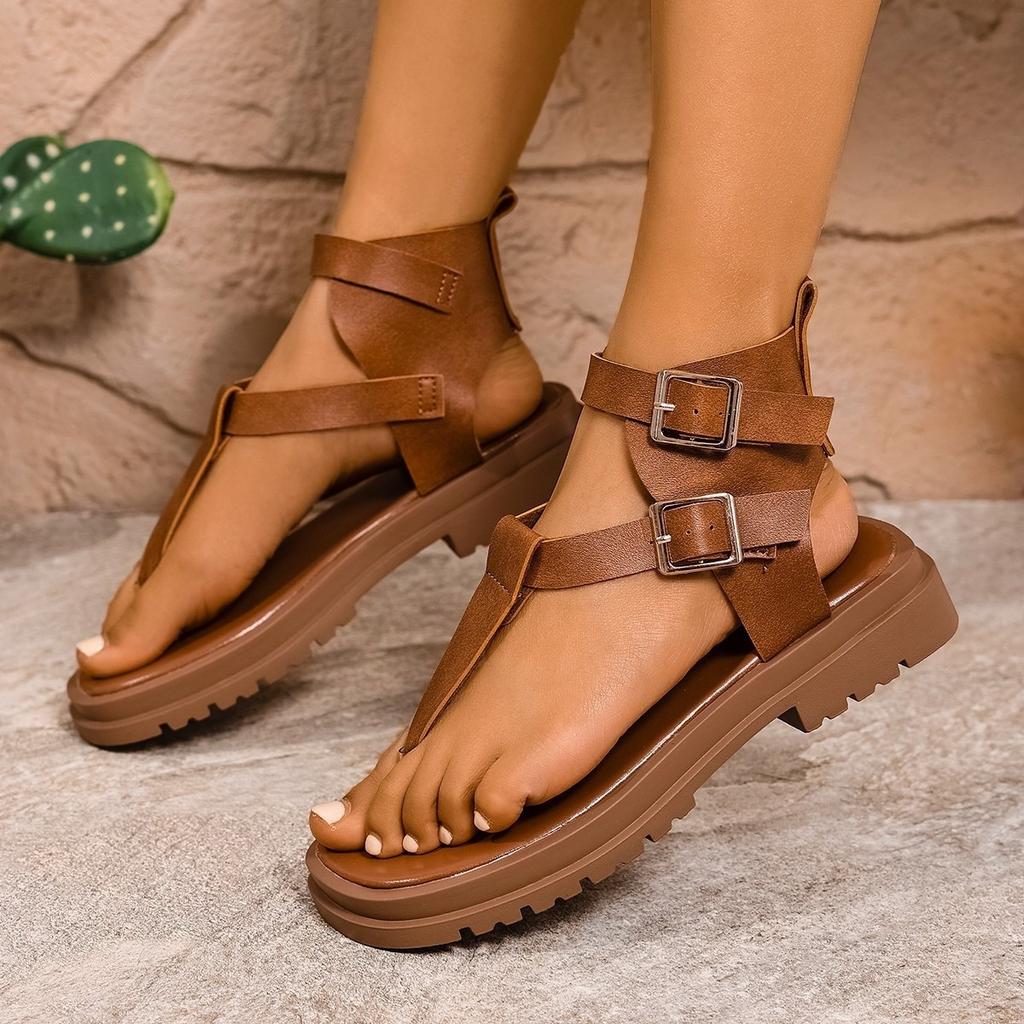 Sandalen, Schuhe in Übergröße, Dicker Absatz, Schnalle, Dicke Damenschuhe