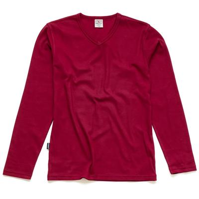 Official Long Sleeve Daily Rib 7834930018 Bordeaux Size XL V-Neck T-Shirt, V-Neck Tee, (6153480), (Wine Red),