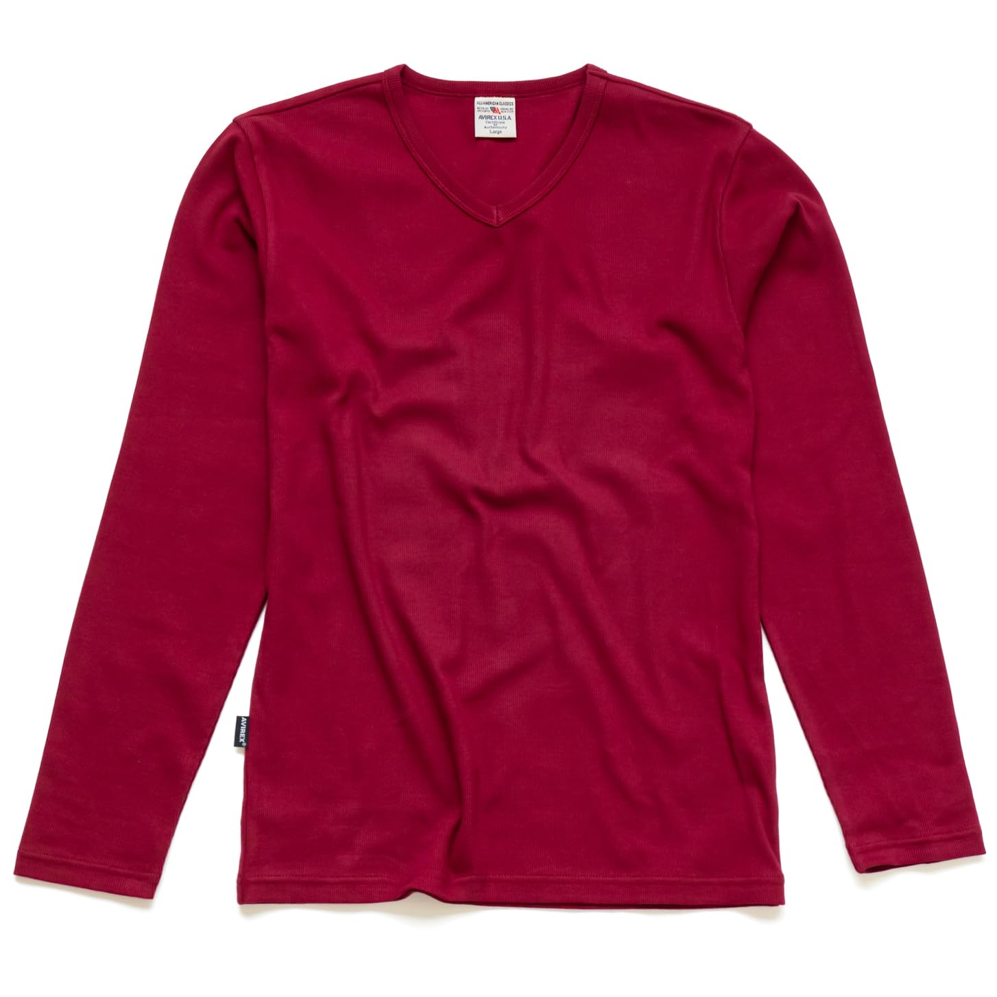 

Avirex Official Long Sleeve Daily Rib 7834930018 Bordeaux Size XL V-Neck T-Shirt, V-Neck Tee, (6153480), (Wine Red),