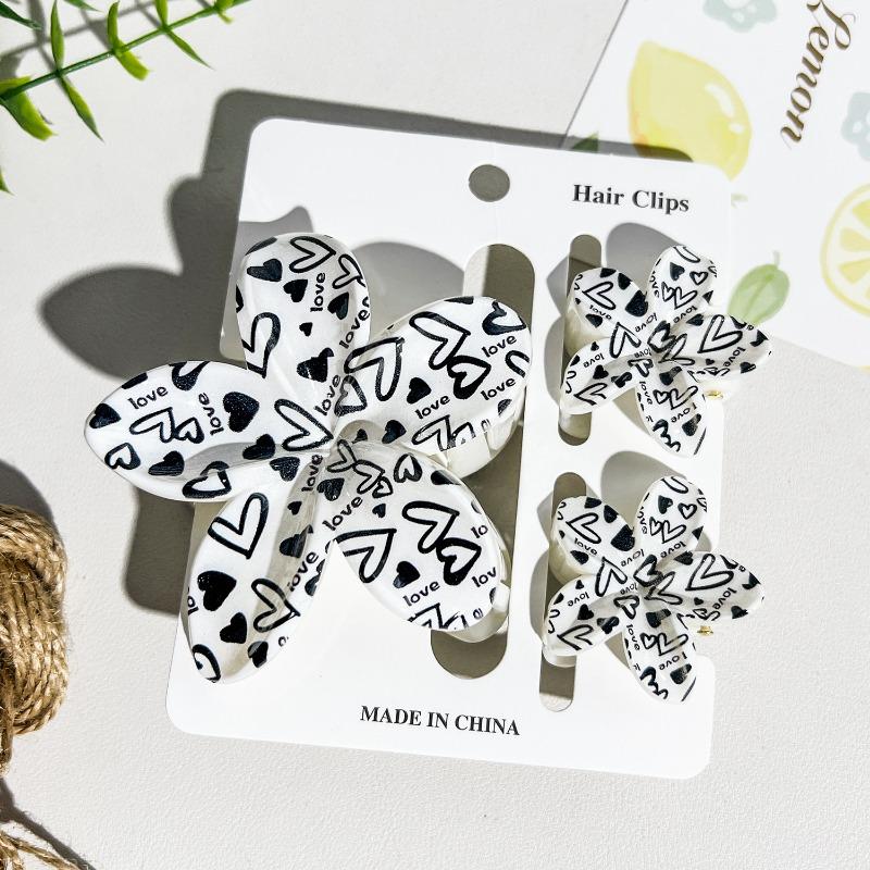 Printed Flower Clip Set High-end Seaside Vacation Flower Hair Clip Shark Clip Hair Accessory