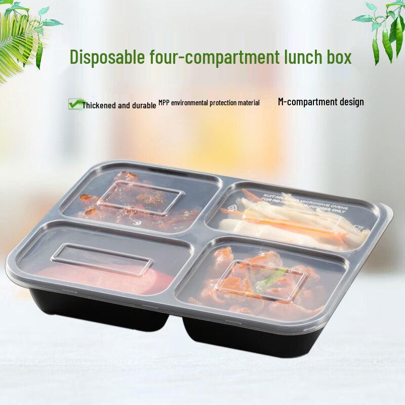 Disposable 4-Compartment Meal Prep Containers