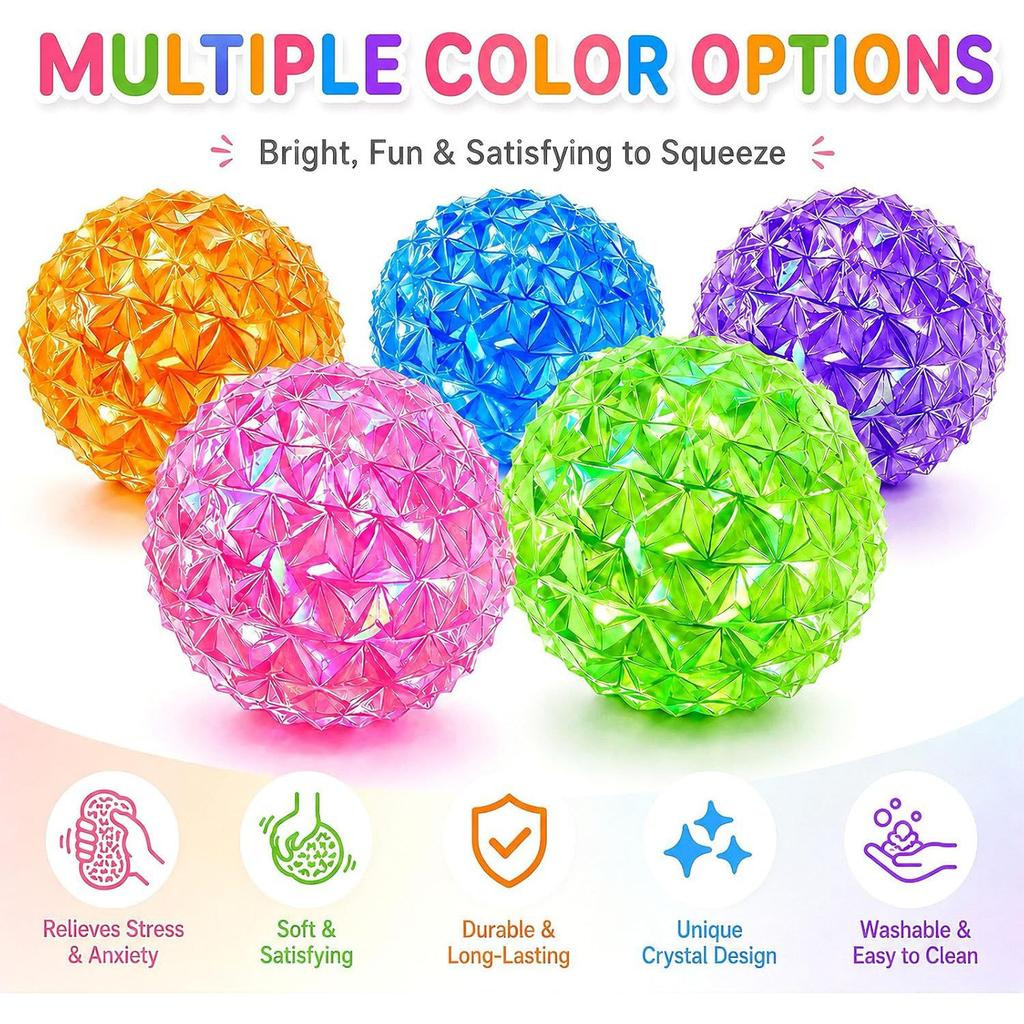 Glitter Diamond Stress Relief Ball Cute Squeeze Toy Slow Rebound Sensory Fidget Ball For Kids Adults