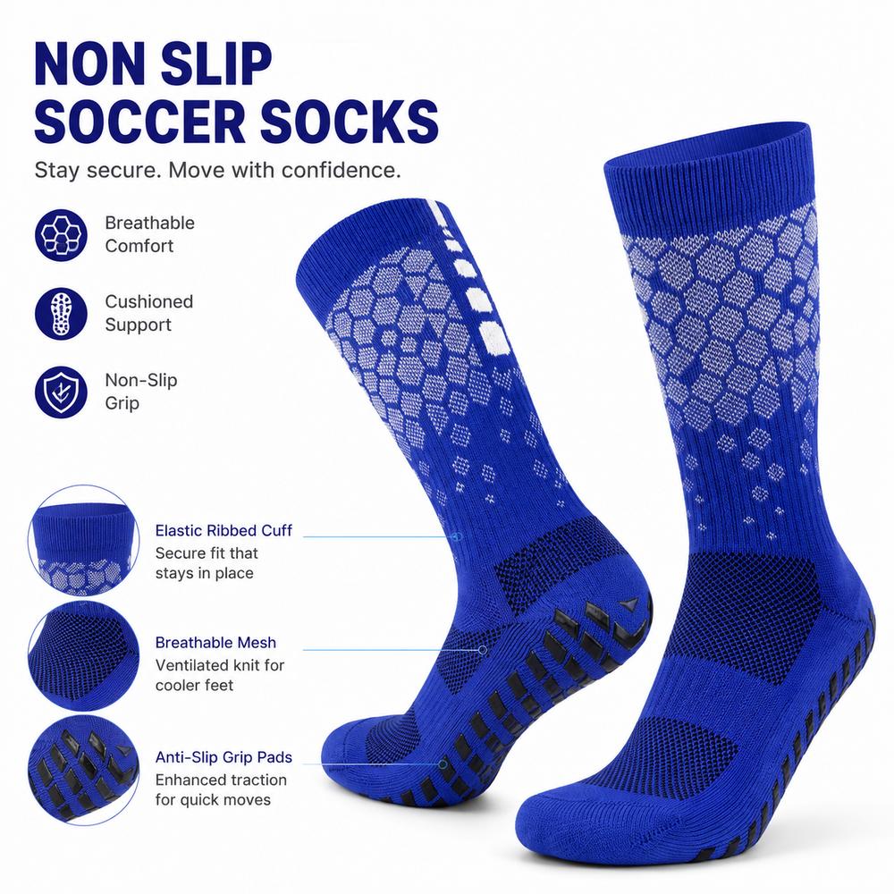Breathable Soccer Grip Socks Anti Slip Sports Training Socks Football Grip Socks Sports Training