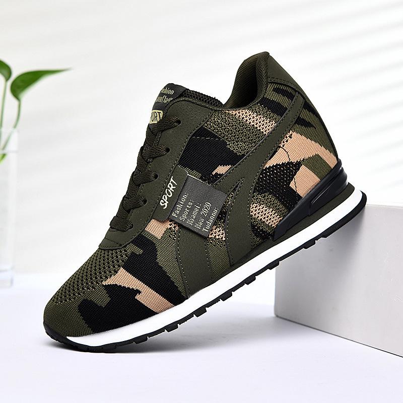 

Spring and autumn new canvas camouflage inner heightening sports shoes casual travel shoes large size camouflage series winter 44