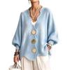 Womens V Neck Knit Cardigan Retro Loose Fit Sweater Fall Winter Outerwear