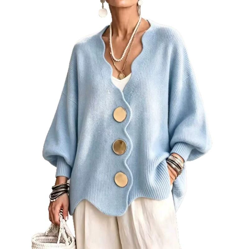 Womens V Neck Knit Cardigan Retro Loose Fit Sweater Fall Winter Outerwear