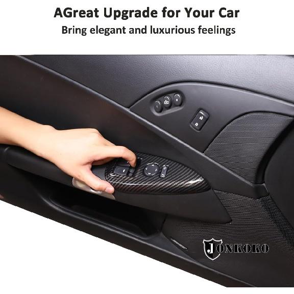 ABS Car Window Lift Switch Button Panel Frame Cover Trim Decoration Sticker For Chevrolet Corvette C6 2005-2013 Auto Glass Lift Switch Frame (Carbon