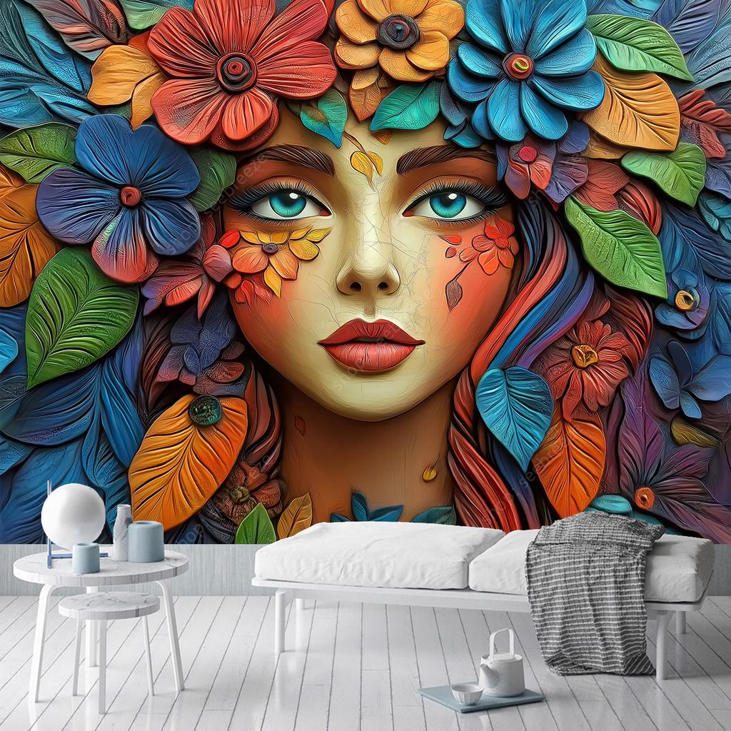 Luxury Vibrant Floral Tapestry Wall Art Intricate Design Stunning Colors Home Decor for Living Room Bedroom Office Elegant Decor