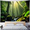Tropical Rainforest Tapestry with Flowers & Birds Green Natural Landscape Wall Hanging Background Poster for Home Decoration
