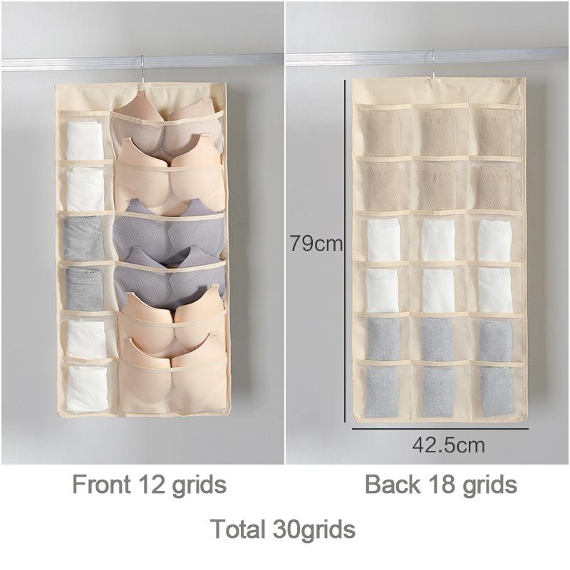 Non-Woven Double-Sided Underwear Storage Bag Wardrobe Hanging Bag Folding Clothing Organizer Transparent Socks Bra Storage Bags
