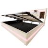 Letto imbottito con contenitore 180 × 200 cm, Letto in velluto con testiera multifunzionale, Illuminazione a LED, 2 Porte USB e Type-C, Idraulico, Beige
