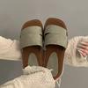 Summer Flat Slippers for Women Color Blocking Flip Flops Flats 2025 New Indoor Homewear Slides Women Square Toe Sandal Shoes