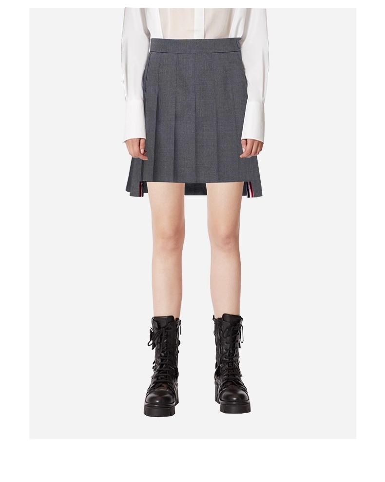 TB [Official Authentic] College Style Pleated Skirt, Women's Half Length Skirt, High Waist Slimming Versatile A-line Skirt