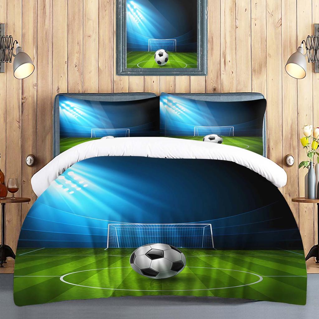Football Duvet Cover Set Comforte Printed Cartoon Twin Size Bedding Sets Christmas Gifts 3-piece