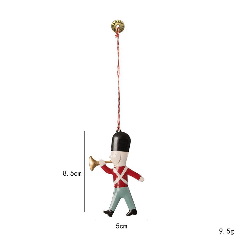 Nordisk Jul Hängande Dekoration Tecknade Soldater Ängel DIY Droppprydnader Dubbelsidiga Järnkonst Julgransprydnad