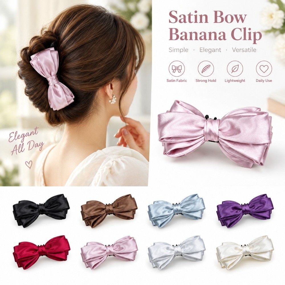 Strong Grip Bow Hair Clip Spring Mechanism High Ponytail Barrette Special Occasion Styling