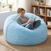 Comfy Soft Fluffy Plush Lazy Sofa Cover Large Size Round Bean Bag Chair Cover Cozy Colorful Beanbag Sofa Cover Dorm Room