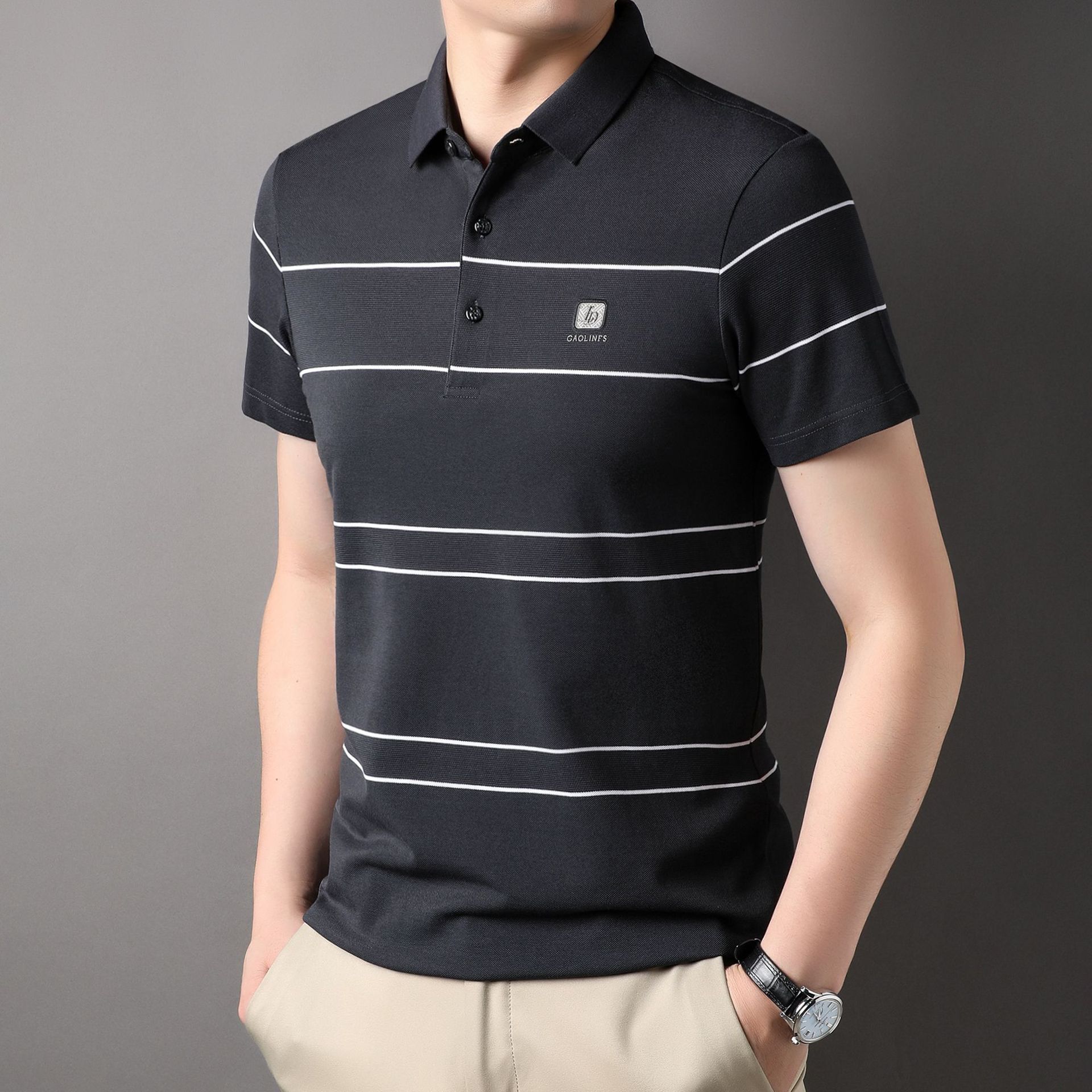 

Мужская рубашка поло с короткими рукавами, новая футболка, летняя мужская одежда, повседневная спортивная рубашка с лацканами, хлопковая рубашка с короткими рукавами XXXL