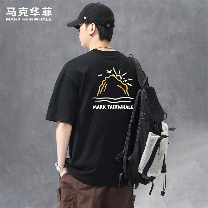 MARK FAIRWHALE Men s Heavyweight Printed Cotton Loose T-Shirt XL