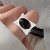Xiaomi BF CLUB 925 Sterling Silver Ring For Women Jewelry Black Stone Retro Open Vintage Handmade Ring Allergy For Party Birthday Gift