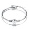 Stylish Women's Bracelet: Stainless Steel Peach Heart with Braided Cable and European-American 26 Letters Design