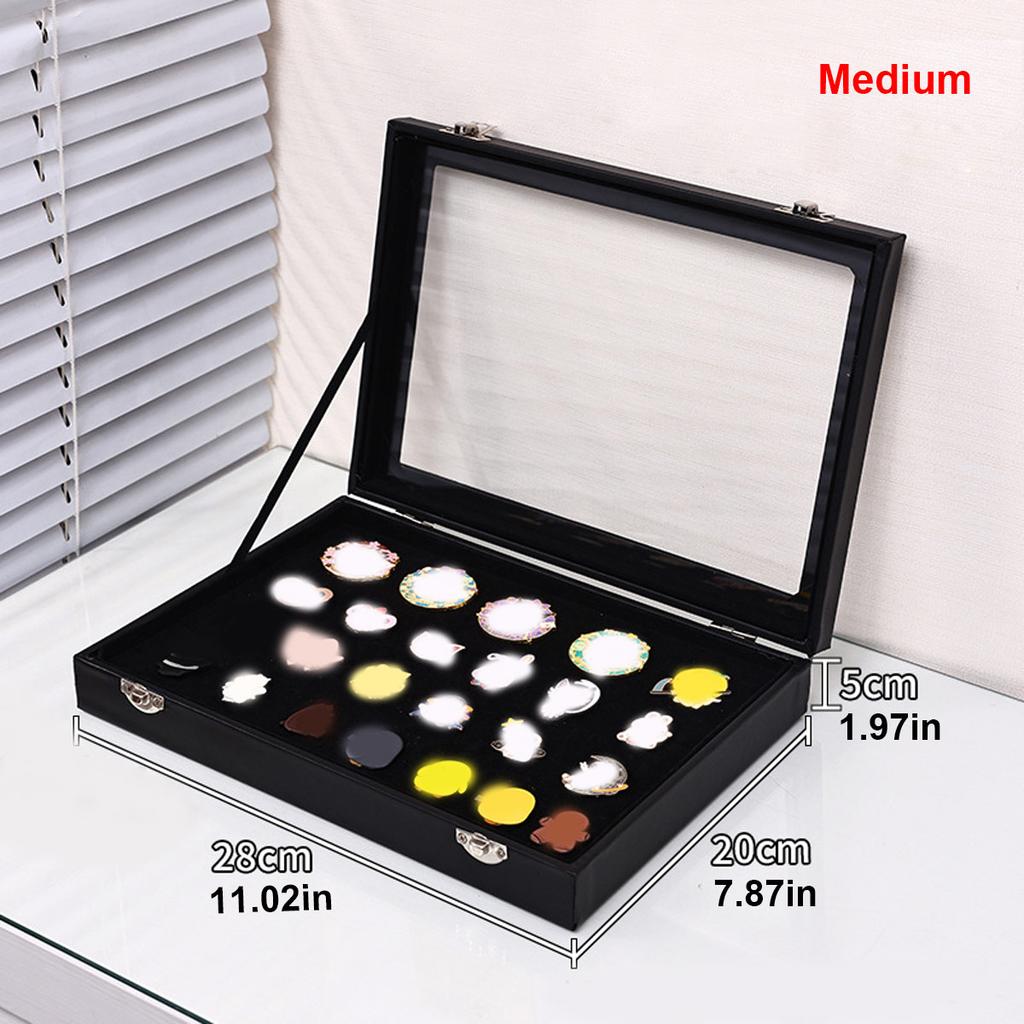 1pc Badge display box with transparent dust cover, brooch and collectible jewelry box, black large capacity jewelry box