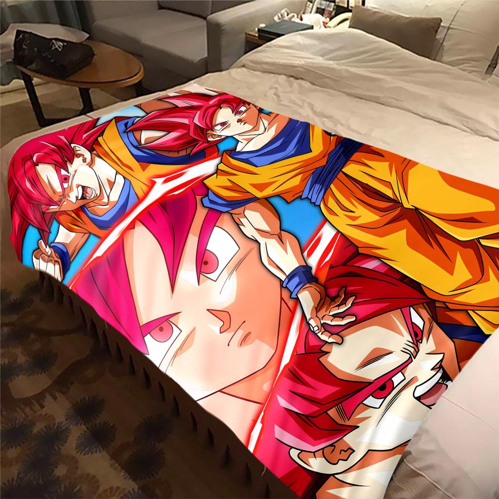 1PC Cartoon Son Goku  Print Flannel Blanket, High quality All Seasons, Home Decor, Warmth and Comfort, Perfect for Christmas Gifts