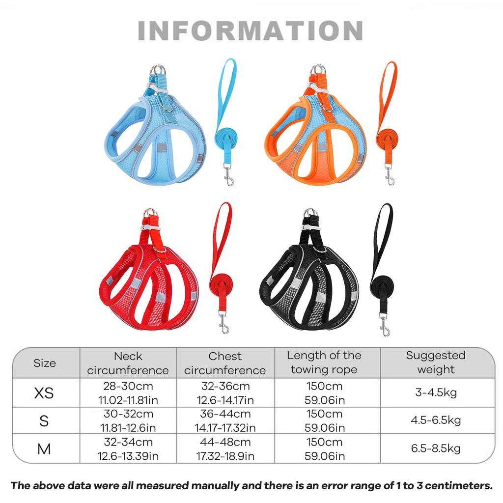 Reflective Pet Harness Vest Escape-Proof Pet Safety Harness for Visibility During Evening Walks