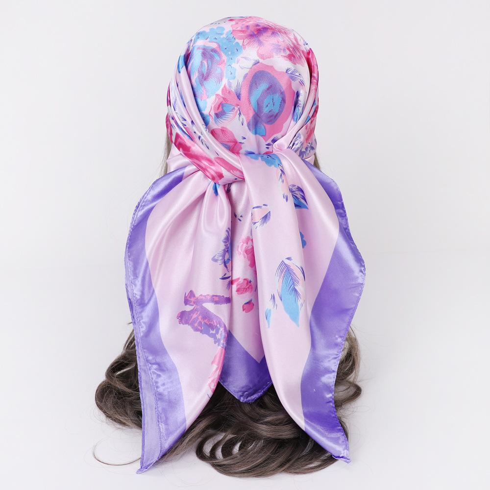 New Rose Silk Scarf 90cm Large Square Scarf Ladies Shawl Fashion Turban