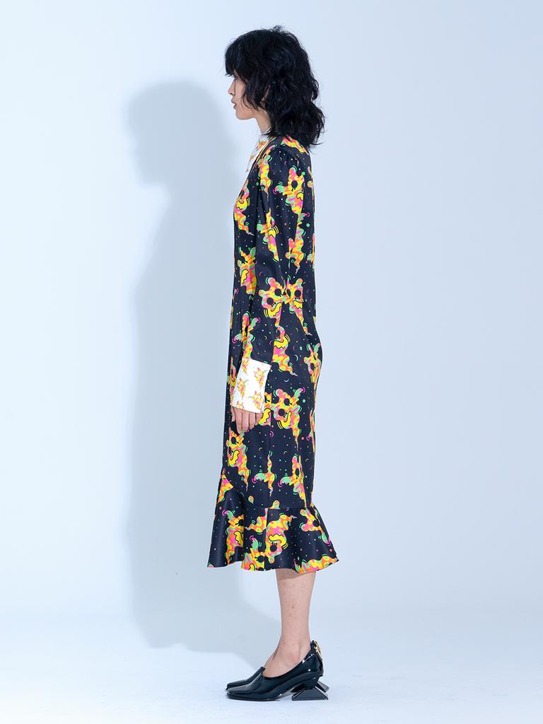 Vegan Tiger Multicolor Print Mermaid Dress