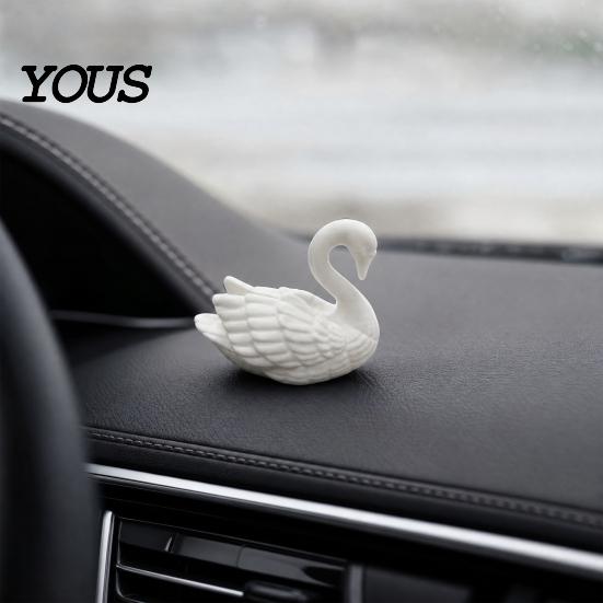 Stable Base Figurine Swan Figurine, 3D Printed White Statue, Modern Minimalist Small Desk Accessory Tabletop Ornament for Living Room, Office,