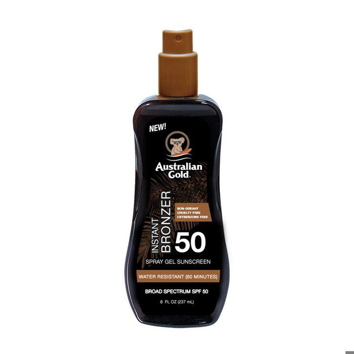 Australian Gold Protections Solaire SPF50 Spray Gel avec Agents Bronzants 237ml