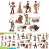 Realistic Wild West Character Model Set Including Chief Warrior Cowboy And Indian Woman