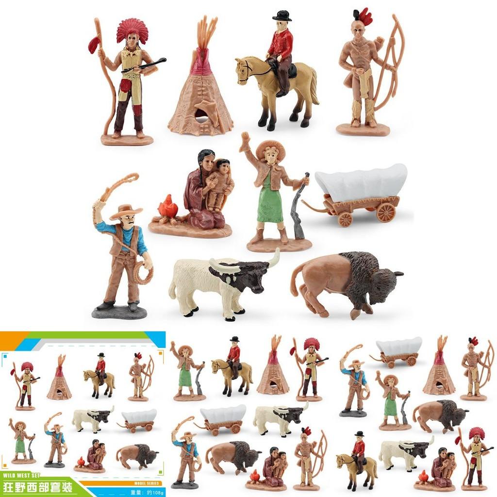 Realistic Wild West Character Model Set Including Chief Warrior Cowboy And Indian Woman