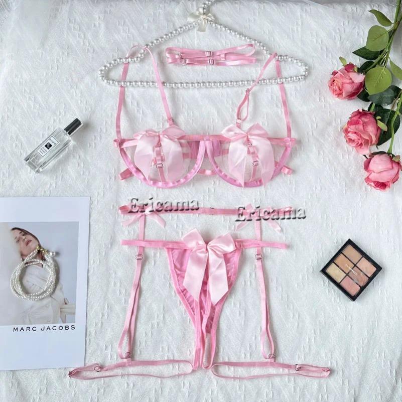 Lace Sexy Lingerie Transparent  Porno Lace Erotic Underwear Sexy Bra Set And Garter Lingerie Sexy  Erotic Sleepwear