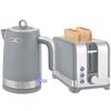 Kettle and Toaster Set, 1.7 L 2200 W Rapid-Boil Kettle with Thermostat, 2-Slice Toaster, Gray