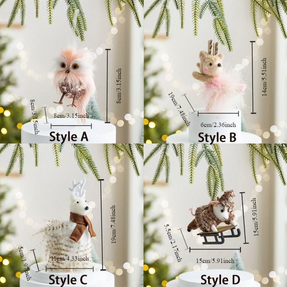 Sled Mouse Xmas Tree Pendants Cartoon Christmas Doll Pendant Cute Simulation Owl Ornament  Gift