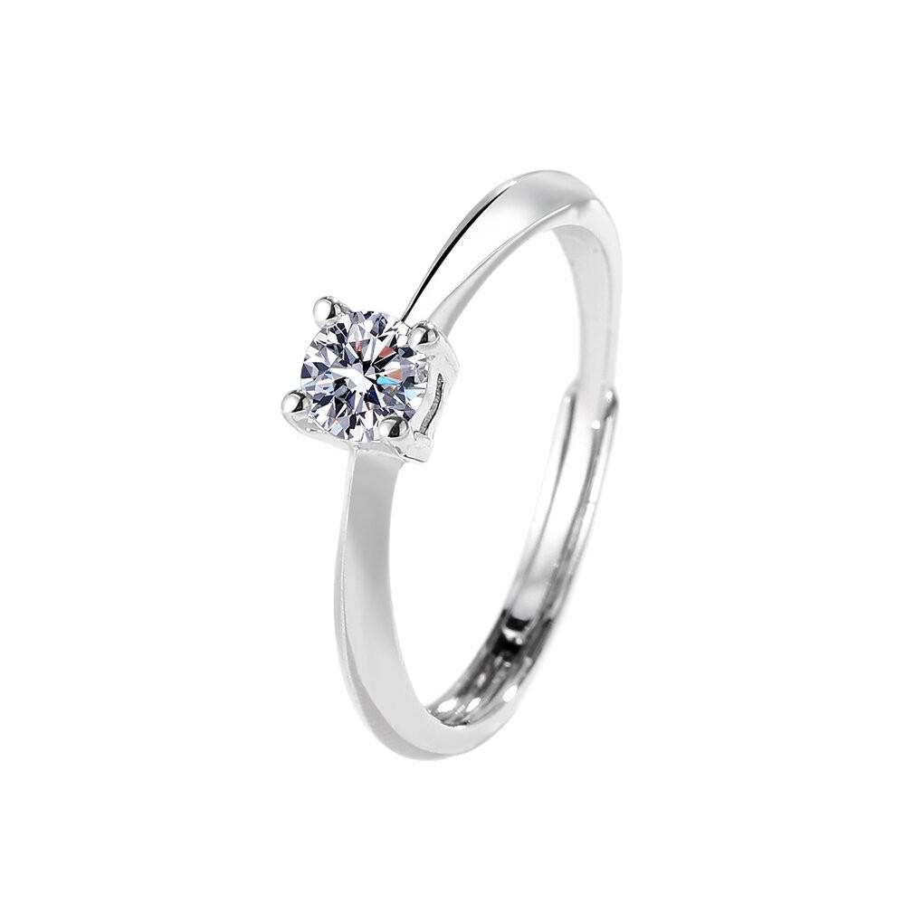 

Live Benefit 50-Point Moissanite Four-Prong Women s Wedding Band Ring Adjustable платиновий