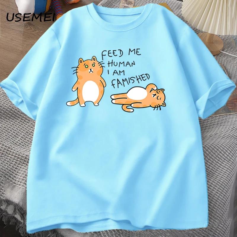 T-shirts Men Women Fuuny Cat Lovely Print T Shirt Summer Cotton Men's T-shirts Casual Harajuku Oversized Male Clothing Tees