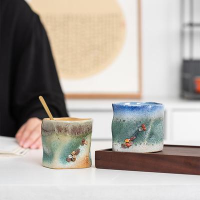 Hot-Selling Coarse Pottery Coffee Cup Creative Ceramic Cup Irregular Water Cup High Value Kiln Change Cup