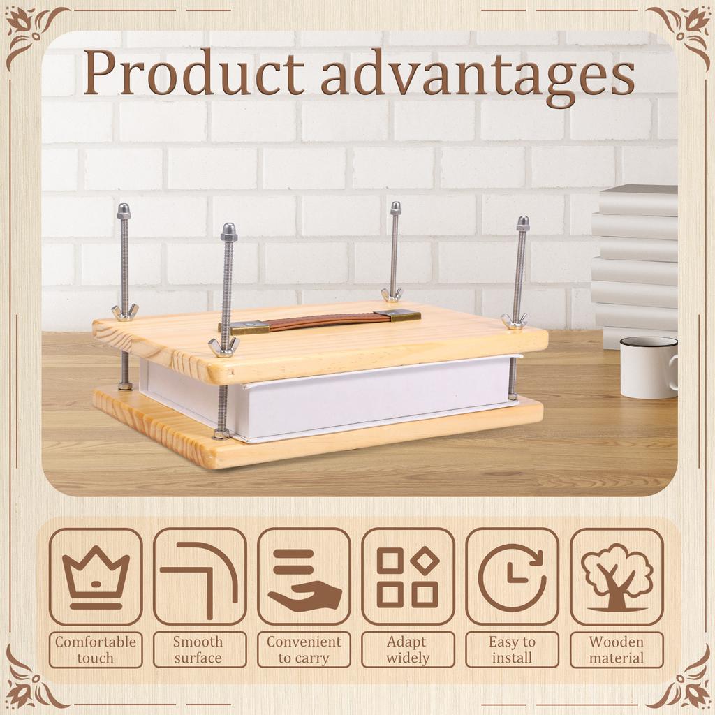 Wooden Book Press Manual Book Binding Press With Ergonomic Handle Smooth Surface DIY Bookbinding Tool for Photo Album and Cards