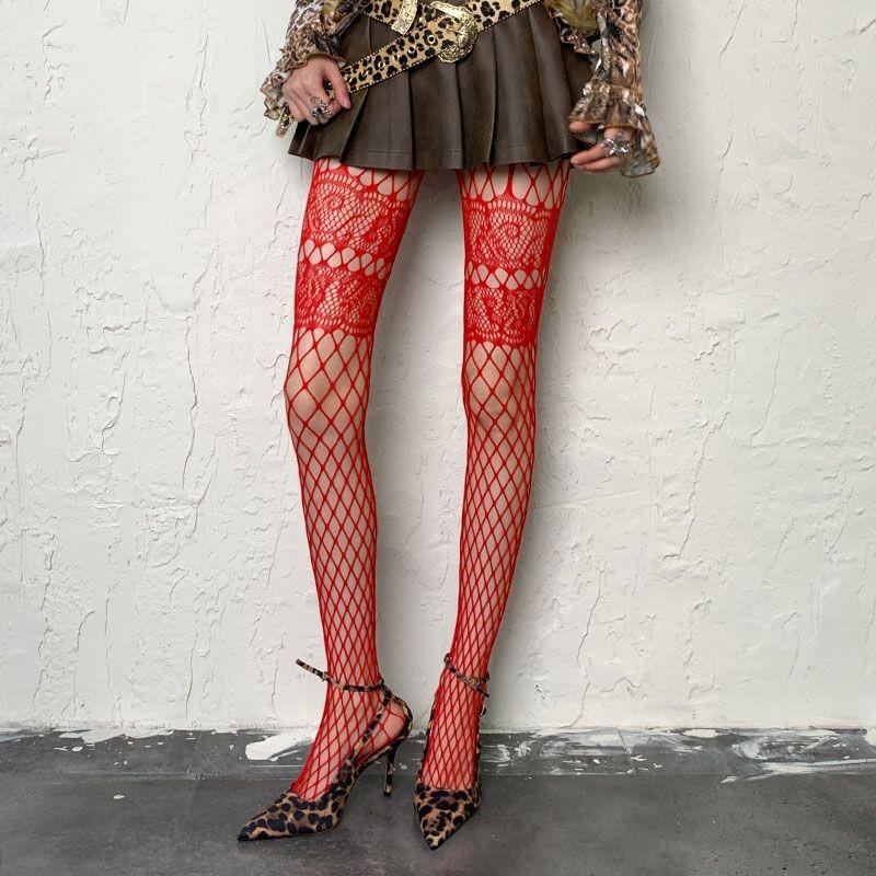 High Street Goth Punk Fishnet Stockings Women Sexy Hollow Out Pantyhose Exotic Subculture Gothic Lolita Y2k JK Slim Mesh Tights